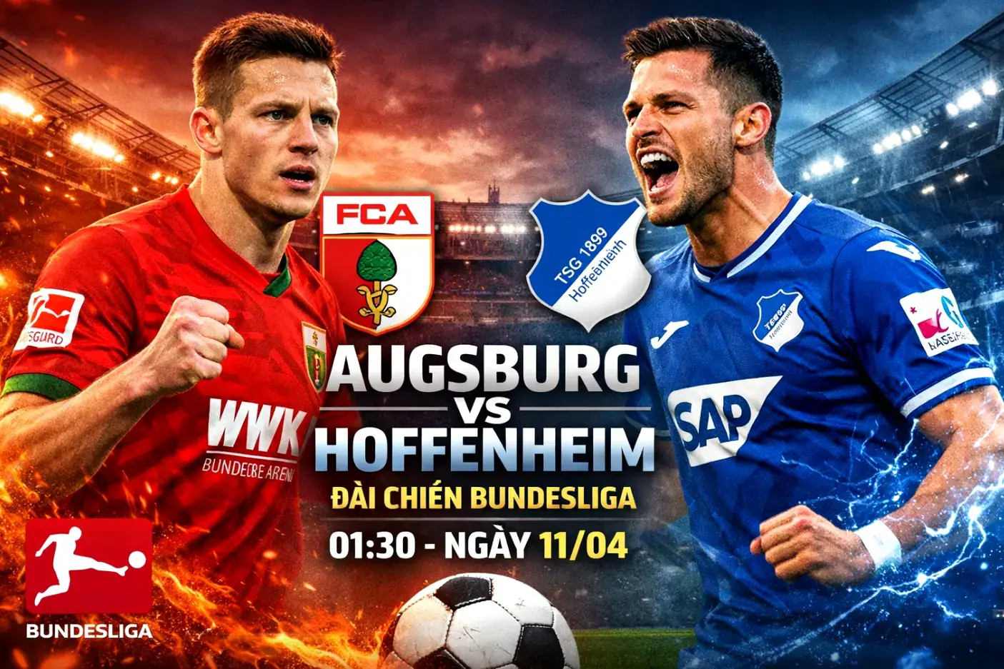 Nhận định Augsburg vs Hoffenheim: Thế trận cân bằng nhưng cửa sáng đang nghiêng về đội chơi hiệu quả hơn